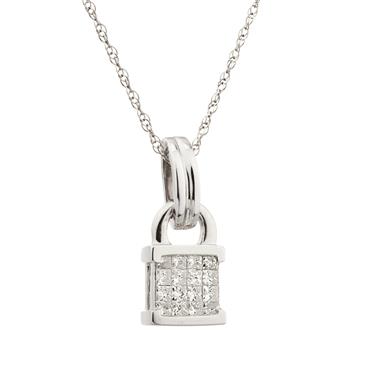Forever Diamonds Diamond Cluster Lock Pendant in 14kt White Gold