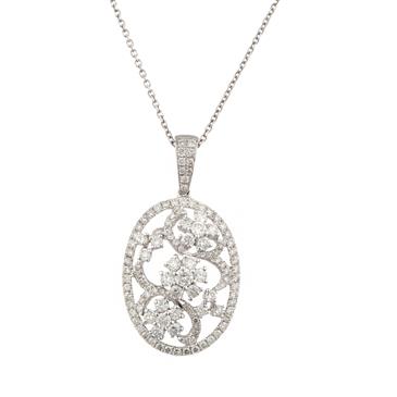 Forever Diamonds Diamond Cluster Pendant in 14kt White Gold