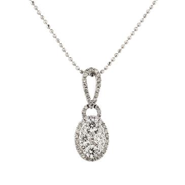 Forever Diamonds Diamond Halo Cluster Pendant in 18kt White Gold