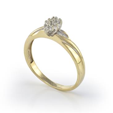 Forever Diamonds 0.20ct TDW. Solitaire Diamond Cluster Ring in 10kt Yellow Gold 