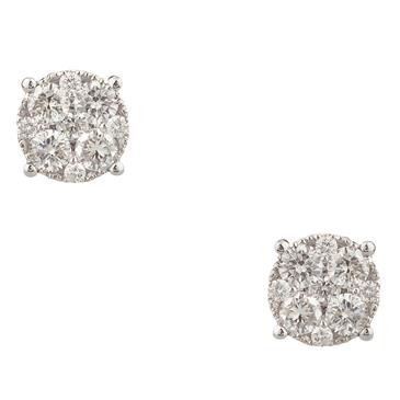 Forever Diamonds Diamond Cluster Stud Earrings in 14kt White Gold