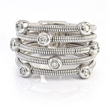 Forever Diamonds Corded Diamond Wrap Around Ring in 14kt White Gold