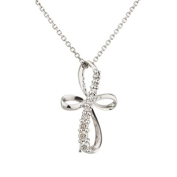 Forever Diamonds Infinity Diamond Cross in 10kt White Gold