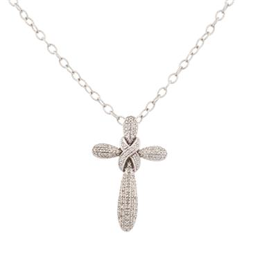 Forever Diamonds Diamond Cross Pendant in 14kt White Gold