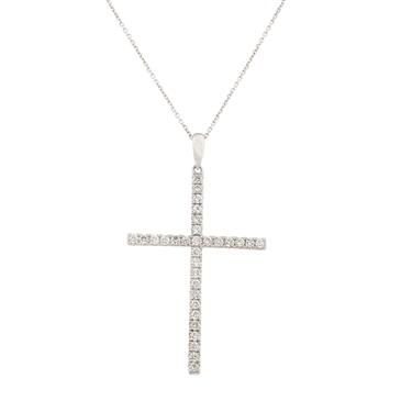 Forever Diamonds Diamond Cross Pendant in 14kt White Gold