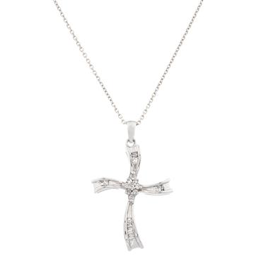 Forever Diamonds Diamond Cross Pendant in 14kt White Gold