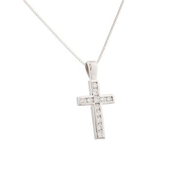 Forever Diamonds Diamond Cross Pendant in 14kt White Gold