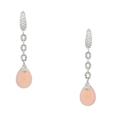 Forever Diamonds Diamond Dangling Pebble Earrings in 18kt White Gold