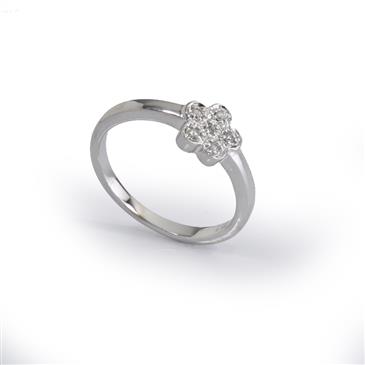 Forever Diamonds 1/10 CT. TDW. Diamond Flower Cocktail Ring in 14kt White Gold 