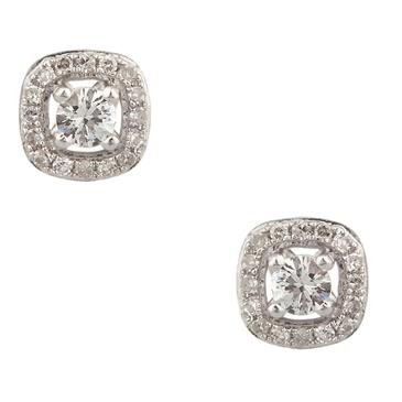 Forever Diamonds Diamond Frame Stud Earrings in 14kt White Gold