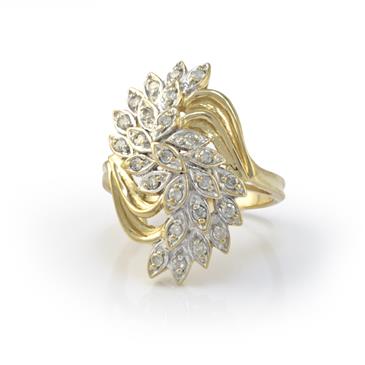 Forever Diamonds Diamond Flower Petals Ring in 14kt Yellow Gold 