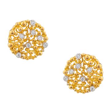 Forever Diamonds Diamond Nuggert Earrings in 14kt Two- Tone Gold