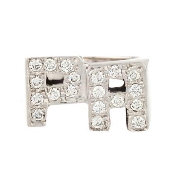 Forever Diamonds Diamond "P.A." Initial Ring in 14kt White Gold