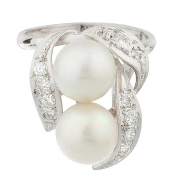 Forever Diamonds Diamond Pearl Ring in 14kt White Gold
