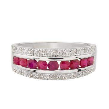 Forever Diamonds Diamond Ruby Band in 14kt White Gold