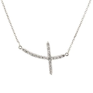 Forever Diamonds Sideways Diamond Cross in 14kt White Gold 