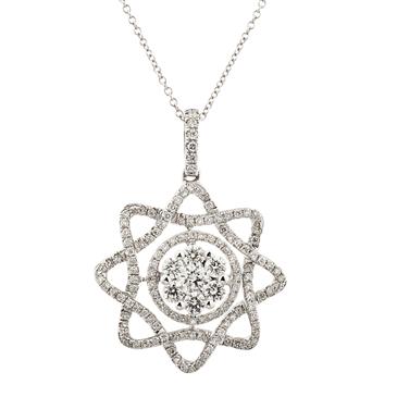 Forever Diamonds Diamond Star and Cluster Pendant in 14kt White Gold