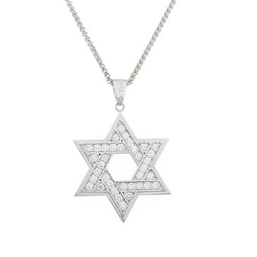 Forever Diamonds Diamond Star of David Pendant in 14kt White Gold