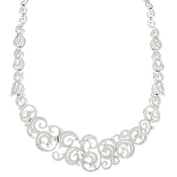 Forever Diamonds Diamond Swirl Necklace in 18kt White Gold