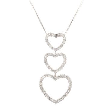 Forever Diamonds Diamond Three Heart Pendant in 14kt White Gold