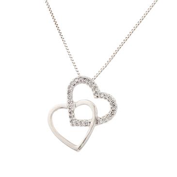 Forever Diamonds Double Diamond Heart Pendant in 14kt White Gold