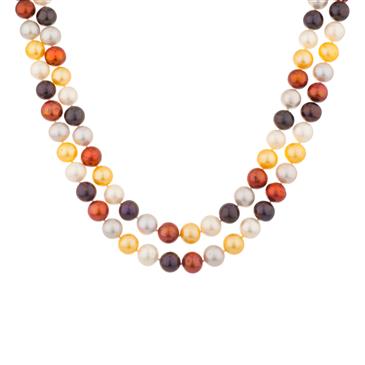 Forever Diamonds Double Strand Colored Natural Tahitian Pearl Necklace