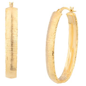 Forever Diamonds Elongated Fancy Hoop Earrings in  14kt Gold