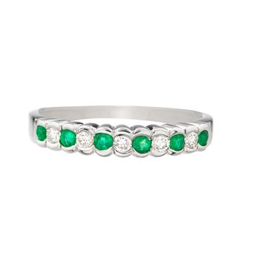 Forever Diamonds Emerald and Diamond Ring in 18kt White Gold
