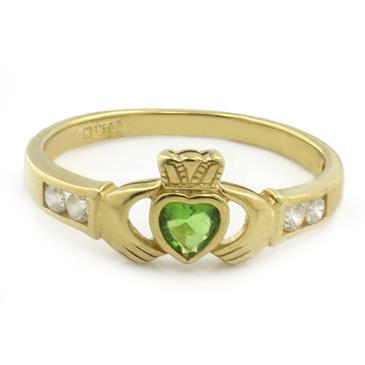 Forever Diamonds Emerald Heart Claddagh Ring in 14kt Gold