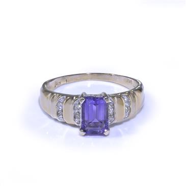 Forever Diamonds Emerald-Cut Amethyst Ring in 14kt Gold