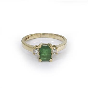 Forever Diamonds Emerald Cut Natural Emerald Diamond 14kt Gold Ring