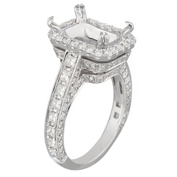 Forever Diamonds Emerald Cut Diamond Engagement Ring Setting in 18kt White Gold