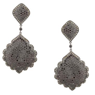 Forever Diamonds Fancy Black Diamond Dangling Earrings in 14kt Black Gold