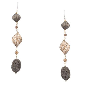 Forever Diamonds Fancy Black Diamond Dangling Earrings in 14kt White Gold