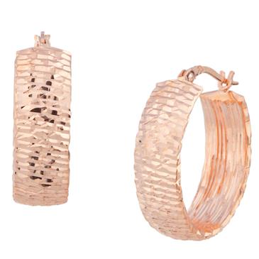 Forever Diamonds Fancy Designer Hoops in 14kt Rose Gold