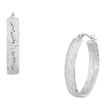 Forever Diamonds Fancy Designer Hoops in 14kt White Gold