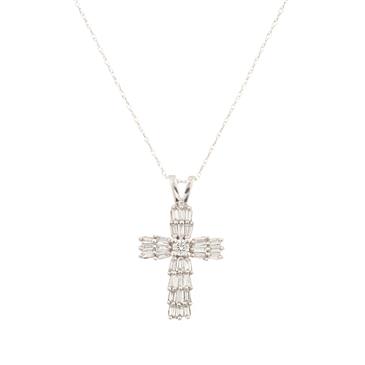 Forever Diamonds Fancy Diamond Cross in 14kt White Gold