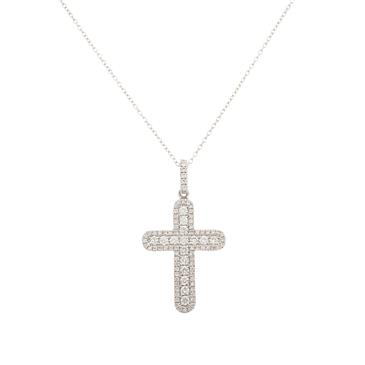 Forever Diamonds Fancy Diamond Cross in 14kt White Gold