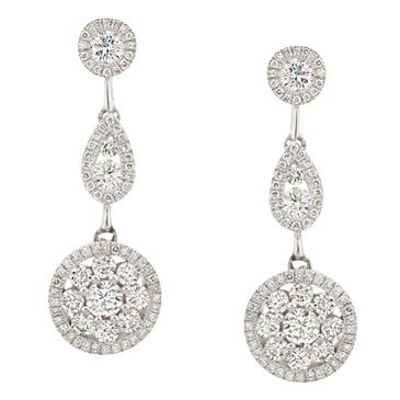 Forever Diamonds Fancy Diamond Halo Drop Earrings in 18kt White Gold