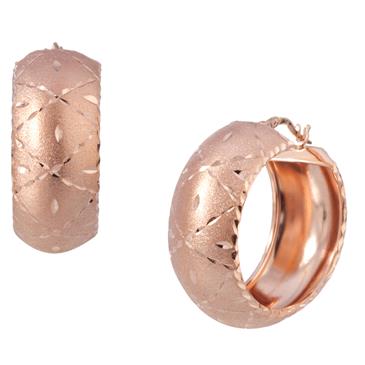 Forever Diamonds Fancy Puffy Hoop Earrings in 14kt Rose Gold