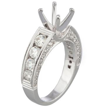 Forever Diamonds Fancy Round Diamond Engagement Setting in 18kt White Gold