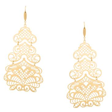 Forever Diamonds Filigree Chandelier Earrings in 14kt Gold