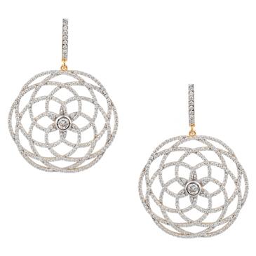 Forever Diamonds Filigree White Sapphire Earrings in 14kt Gold