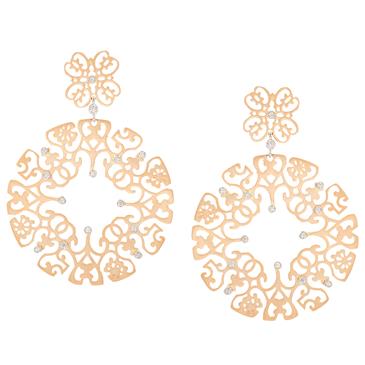 Forever Diamonds Filligree Design Diamond Earrings in 14kt Rose Gold
