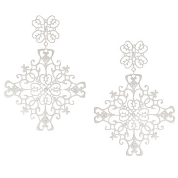 Forever Diamonds Filligree Design Diamond Earrings in 14kt White Gold