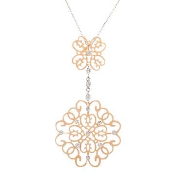 Forever Diamonds Filligree Design Diamond Pendant in 14kt Rose Gold