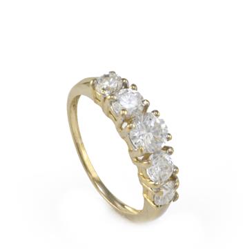 Forever Diamonds Five Stone Cubic Zirconia Ring in 14kt Gold