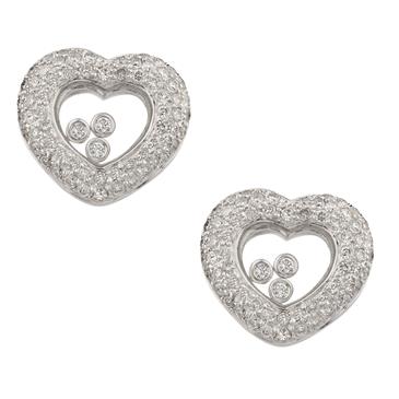 Forever Diamonds Floating Diamond Heart Earrings in 18kt White Gold