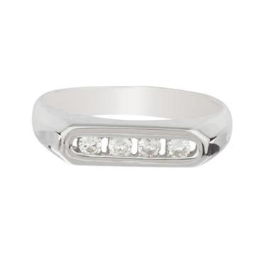 Forever Diamonds Four Stone Diamond Wedding Band in 14kt White Gold 