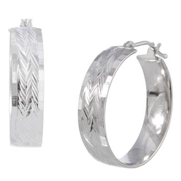 Forever Diamonds FoxTail Design Hoops in 14kt White Gold